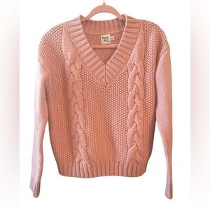 Princess Polly pink V-Neck Cable Knit Sweater